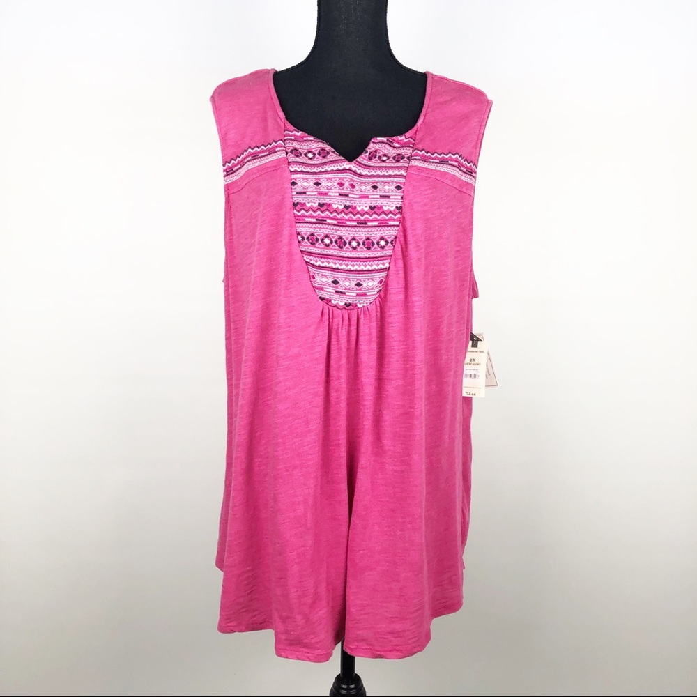 Terra & Sky | Pink Sleeveless Shirt | 2X
